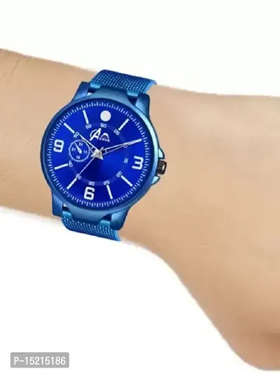 Stylish Blue PU Analog Watches For Men-thumb4