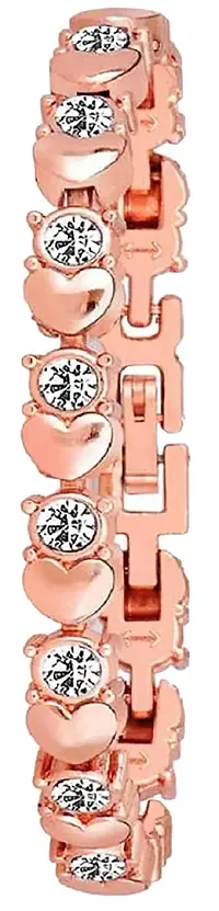 Acnos 4 Point Rose-Gold Magnet Strap Analogue Women's and Girls Watch Sweet Heart Rose-Gold Bracelet Combo for Girl's  Women's Watch (Set of 2)-thumb1