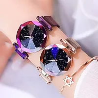 Acnos Purple and Rosegold Color 12 Point with Trending Magnetic Analogue Metal Strap Watches for Girl's and Women's Pack of - 2(DM-180-190)-thumb2