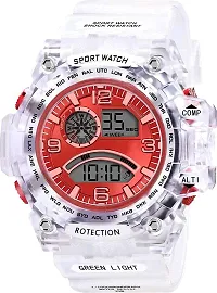 Acnos Brand - A Digital Watch Square LED Shockproof Multi-Functional Automatic Red Dial White Strap Waterproof Digital Sports Watch for Men's Kids Watch for Boys - Watch for Men Pack of 2-thumb2