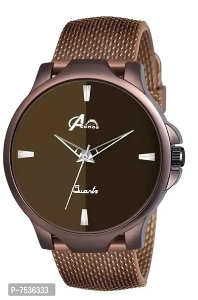 Acnos Stylish Brown Dial Brown PU Belt Analogue Watch for Man Watch Boys Watch Pack of 1 (Brown)