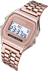Acnos 2 Combo Digital Rosegold Vintage Square Dial Unisex Water Resist Watch for Men Women Pack Of 2 (WR70)-thumb1
