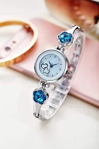 Acnos Brand - A Watch Flower Shape Blue Stone White Analogueue Women's Watch-thumb1