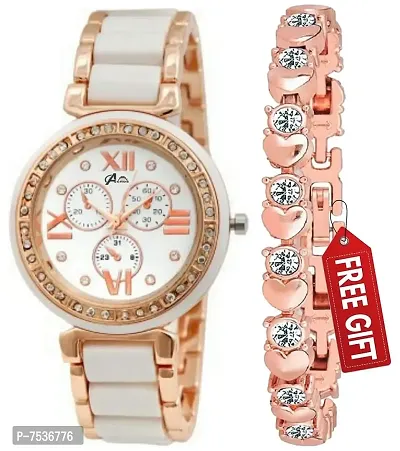 Acnos Analogue Women's Watch with Rosegold Bracelet (Multicolour Dial Womens Standard Colored Strap)