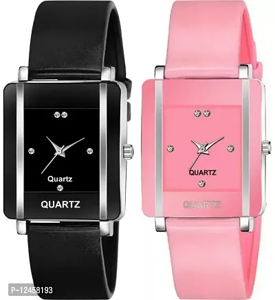 Stylish PU Analog Watches For Women- 2 Pieces