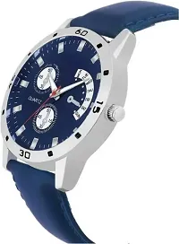Acnos Blue Color Leather Dial Strap Analog Wrist Watch for Men Boy Watch Pack Of 1-thumb1