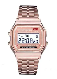 Acnos Brand Digital Rosegold Vintage Square Dial Unisex Wrist Watch for Men Women Pack Of 1 (WR-ROSEGOLD)-thumb1