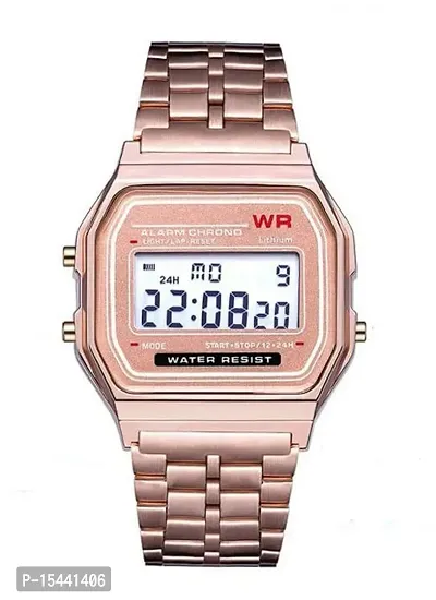 Acnos Brand Digital Rosegold Vintage Square Dial Unisex Wrist Watch for Men Women Pack Of 1 (WR-ROSEGOLD)-thumb2