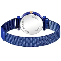 Acnos Blue Color 12 Point Diamond with Trending Magnetic Analogue Metal Strap Watch for Girl's and Women's Pack of - 1(DM-170)-thumb3