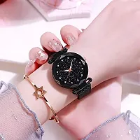 Acnos Women's Branded Black Magnet Analogue Watch With Fre Gift Rosegold Bracelet And Gift Box And Watch, Multicolour-thumb2