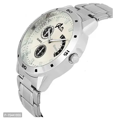 Acnos Silver Dial Chonograph Design Steel Strap Size Analog Watch for Men Pack of - 1 (Lr101)-thumb2