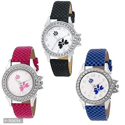 Acnos White Dial Analogue Watch for Women Pack of - 3 (315-BLACK-BLUE-PINK)-thumb3