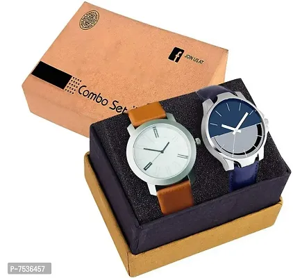 Acnos Branded Super Quality Premium Watches Combo Look Like Richer Person for Men Pack of - 2 (24-BRWN)