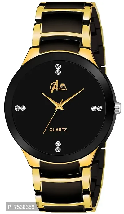 Acnos Dress Analogue Men's Watch(Black Dial Womens Standard Colored Strap)