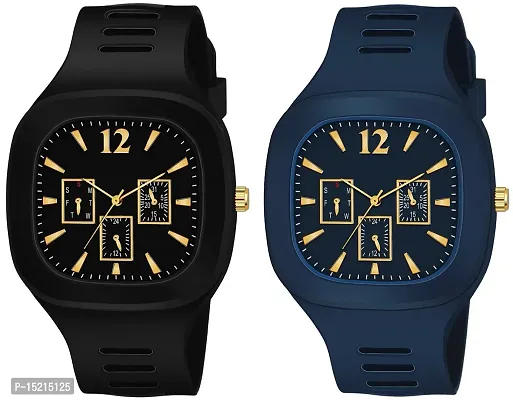 Stylish Multicoloured Silicone Analog Watches For Men Pack Of 2