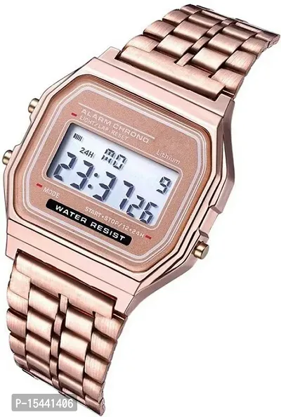 Acnos Brand Digital Rosegold Vintage Square Dial Unisex Wrist Watch for Men Women Pack Of 1 (WR-ROSEGOLD)-thumb3