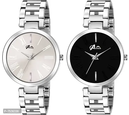 Acnos Steel Belt Analogue Multicolour Dial Women's Watch -Combo Pack of 2