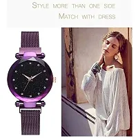 Acnos Purple and Silver Color 12 Point with Trending Magnetic Analogue Metal Strap Watches for Girl's and Women's Pack of - 2(DM-190-220)-thumb3