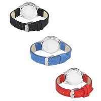 Acnos Blue Black and Red Color Good Looking Analog Watch Combo for Women Pack of-3(605-blk-rd-blu)-thumb2