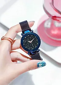 Acnos Black Round Diamond Dial with Latest Generation Blue Magnet Belt Analogue Watch for Women Pack of - 1 (DM-BLUE05)-thumb4