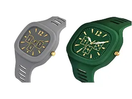 Stylish Multicoloured Silicone Analog Watches For Men Pack Of 2-thumb1