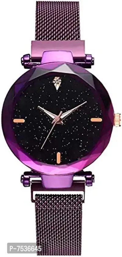 Acnos Purple Glass Black dial Magnetic Belt Purple Analog Watch for Men and Womne Pack of - 1