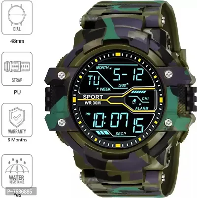 Acnos Brand - A Digital Boy's Watch (Black Dial, Green Strap)-thumb2