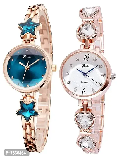 Acnos Luxury Analogue Girl's Watch(Multicolour Dial 2-Multicolour Colored Strap)