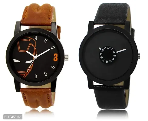 Elegant Slim Line Round Case Dial Analog Watch Combo For Men -Pack Of 2