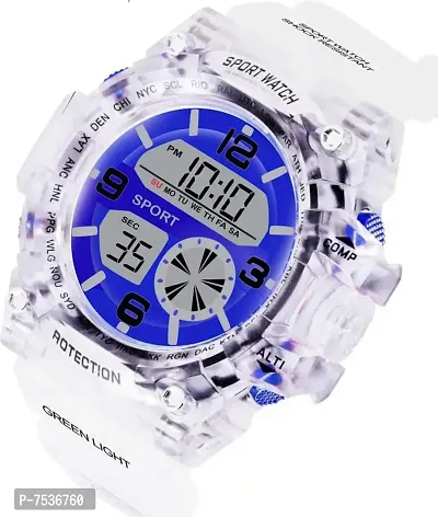 Acnos Brand - A Heavy Quality Digital Alarm Shockproof Multi-Functional Automatic White Strap Blue Dial Waterproof Digital Sports Watch for Men's Kids Watch for Boys - Watch for Men Pack of 1-thumb3