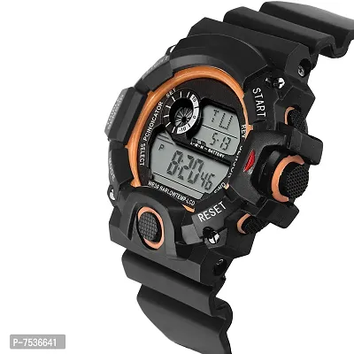 Acnos Brand - A Digital Watch with LED Shockproof Multi-Functional Automatic Orange Boader Black Waterproof Digital Sports Watch for Men's Kids Watch for Boys - Watch for Men Pack of 2-thumb3