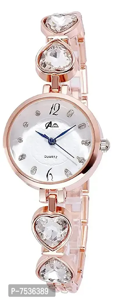 Acnos Brand - A Watch Heart Shape White Stone Rosegold Analogueue Women's Watch