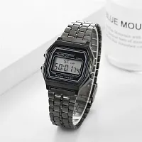 Acnos Brand Digital Black Vintage Square Dial Unisex Wrist Watch for Men Women Pack Of 1 (WR-BLACK)-thumb2