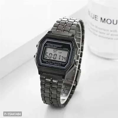 Acnos Brand Digital Black Vintage Square Dial Unisex Wrist Watch for Men Women Pack Of 1 (WR-BLACK)-thumb3