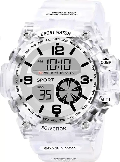 Acnos Brand - A Heavy Quality Digital Alarm Shockproof Multi-Functional Automatic White Strap 5 Colors Dial Waterproof Digital Sports Watch for Men's Kids Watch for Boys - Watch for Men Pack of 1