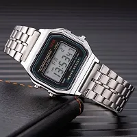 Stylish Silver Stainless Steel Digital Watches For Men-thumb3