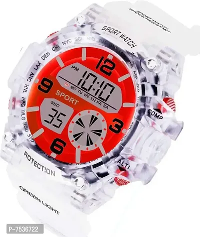 Acnos Brand - A Heavy Quality Digital Alarm Shockproof Multi-Functional Automatic White Strap Red Dial Waterproof Digital Sports Watch for Men's Kids Watch for Boys - Watch for Men Pack of 1-thumb3