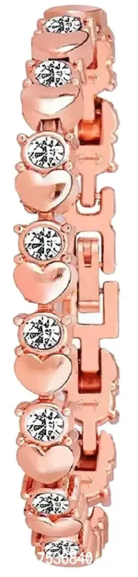 Acnos Rosegold Heart Shape Round dial Black Diamond with Rosegold Bracelet Super Quality Watch for Girls and Watch for Women Pack of - 2 Gift for Special FASTIVAL Offer-thumb2