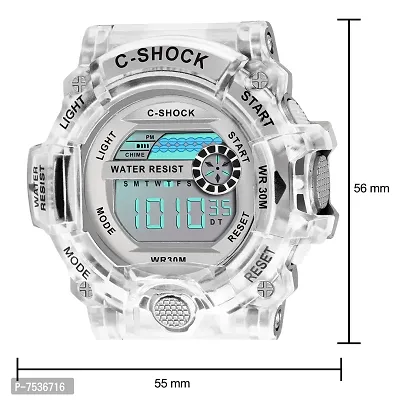 Acnos Brand - A Digital Alram Time Day Second Shockproof Multi-Functional Automatic White Silver Waterproof Digital Sports Watch for Men's Kids Watch for Boys Watch for Men Pack of 1-thumb4