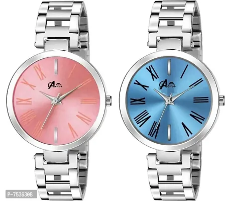Acnos Analogue Blue Pink Dial Women's Watches Combo Pack of 2-thumb0