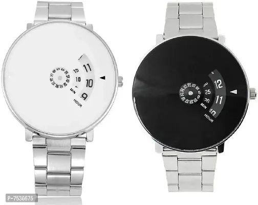 Acnos Black White Dial Analogue Watches Combo Pack of 2 (P-White-Black-Combo)
