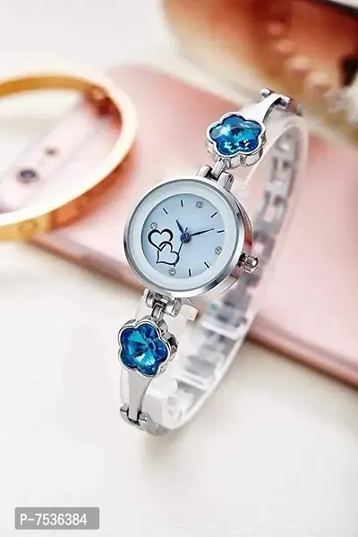 Acnos Analogue Women's Blue And White Dial Star And Flower Stone Bangle Watch , Pack Of 2-thumb5