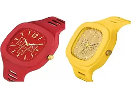 Stylish Multicoloured Silicone Analog Watches For Men Pack Of 2-thumb1