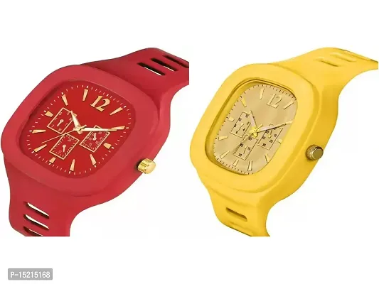 Stylish Multicoloured Silicone Analog Watches For Men Pack Of 2-thumb2