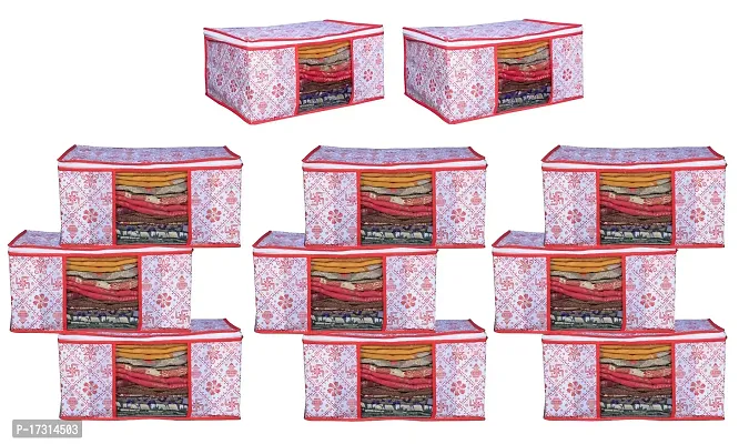 Acnos Metalic Red Design White Chain 11 Piece Non Woven Large Size Cloth Cover Set Pack Of 11