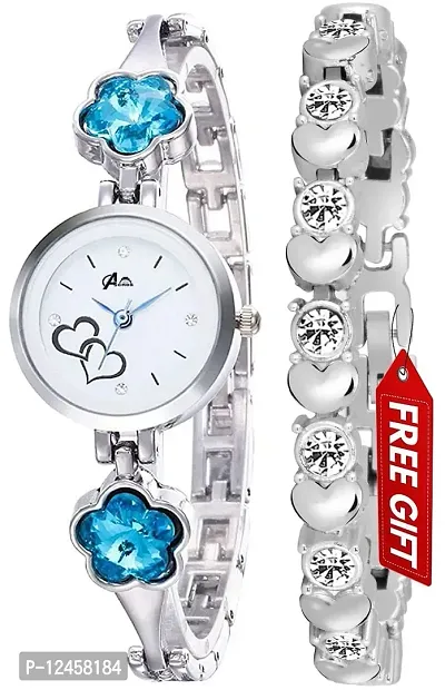 Stylish Stainless Steel Analog Watches with Bracelets For Women- 2 Pieces