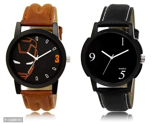 Elegant Slim Line Round Case Dial Analog Watch Combo For Men -Pack Of 2