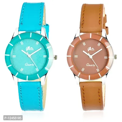 Stylish Patent Leather Analog Watches For Women- 2 Pieces