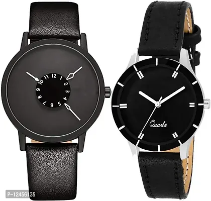 Elegant Analog Dial Watch Combo For Couple - Pack Of 2-thumb0