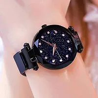 Acnos Black Color 12 Point Diamond with Trending Magnetic Analogue Metal Strap Watch for Girl's and Women's Pack of - 1(DM-200)-thumb3